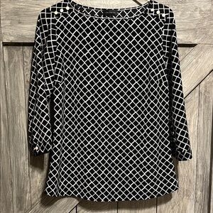 The Limited Black and White Diamond Blouse